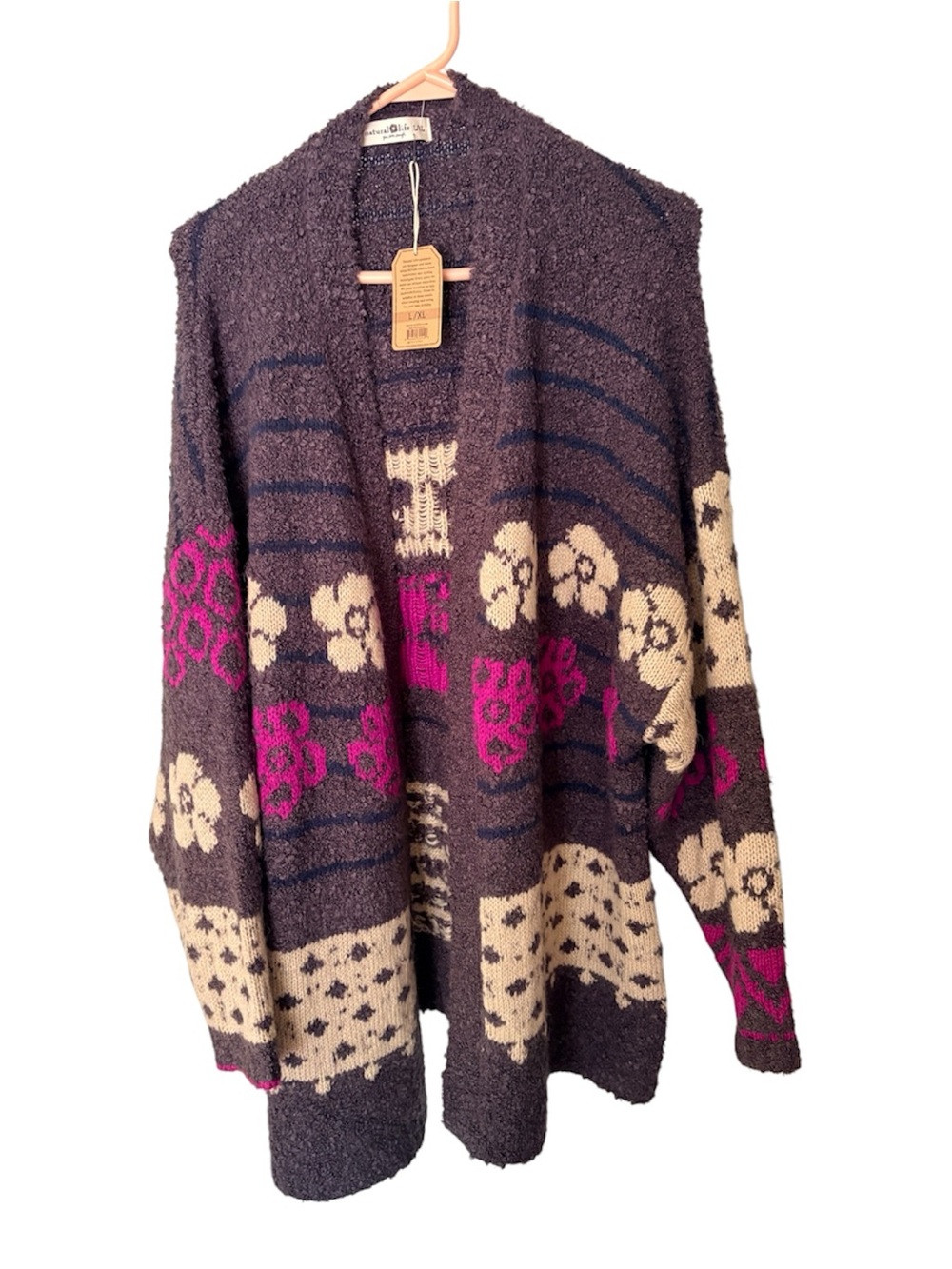 Natural Life Women’s Knit Open Cardigan Sweater Cozy Oversized Size L/XL NWT